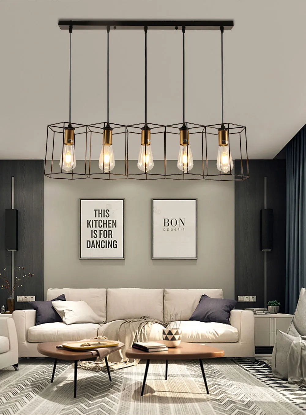 Modern LED Chandelier Hanging E27 Lamp Geometric Metal Frame Lamp Suitable For Creative Light Above the Table Bedroom