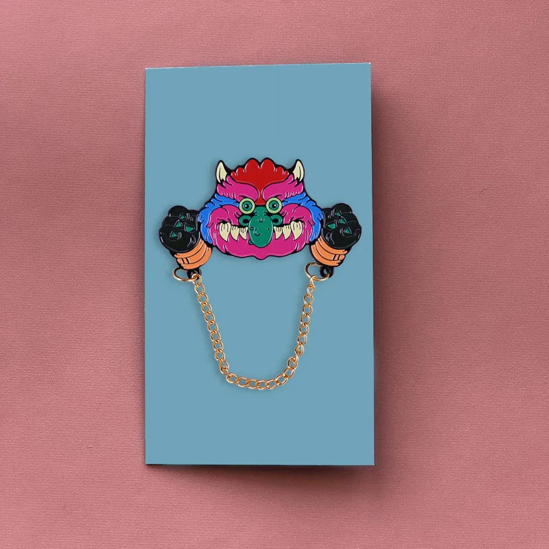 80s Nostalgia. My Pet Monsters
- Enamel Pin with Handcuff chain Badge
- Cartoon accessories