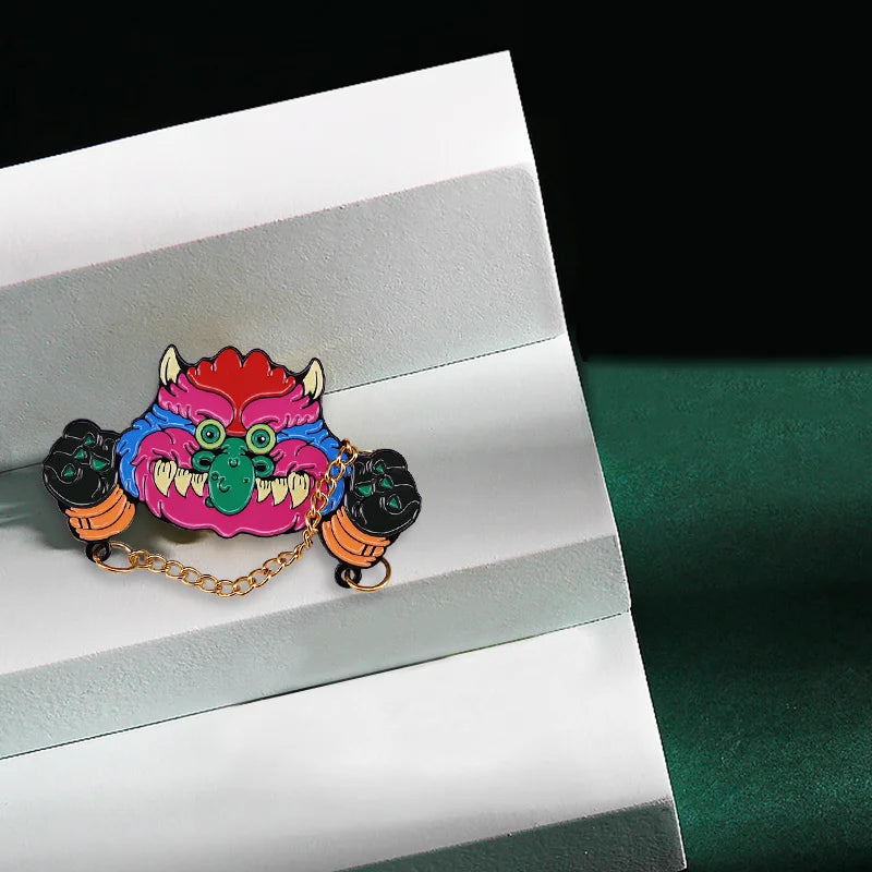 80s Nostalgia. My Pet Monsters
- Enamel Pin with Handcuff chain Badge
- Cartoon accessories