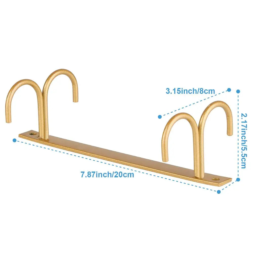 D2 Mug Rack Under Cabinet - Coffee Cup Holder 12 Mugs Hooks Under Shelf, Display Hanging Cups Drying Hook for Bar Kitchen Gold