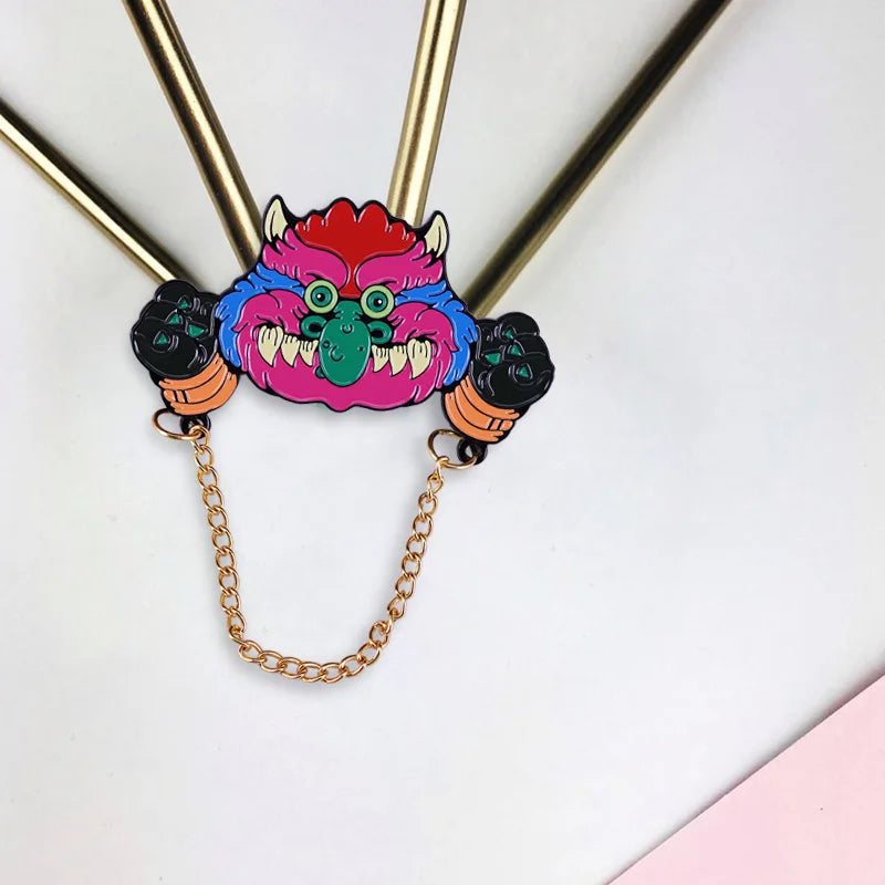 80s Nostalgia. My Pet Monsters
- Enamel Pin with Handcuff chain Badge
- Cartoon accessories