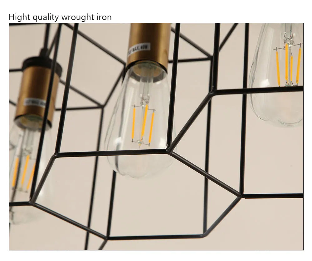 Modern LED Chandelier Hanging E27 Lamp Geometric Metal Frame Lamp Suitable For Creative Light Above the Table Bedroom