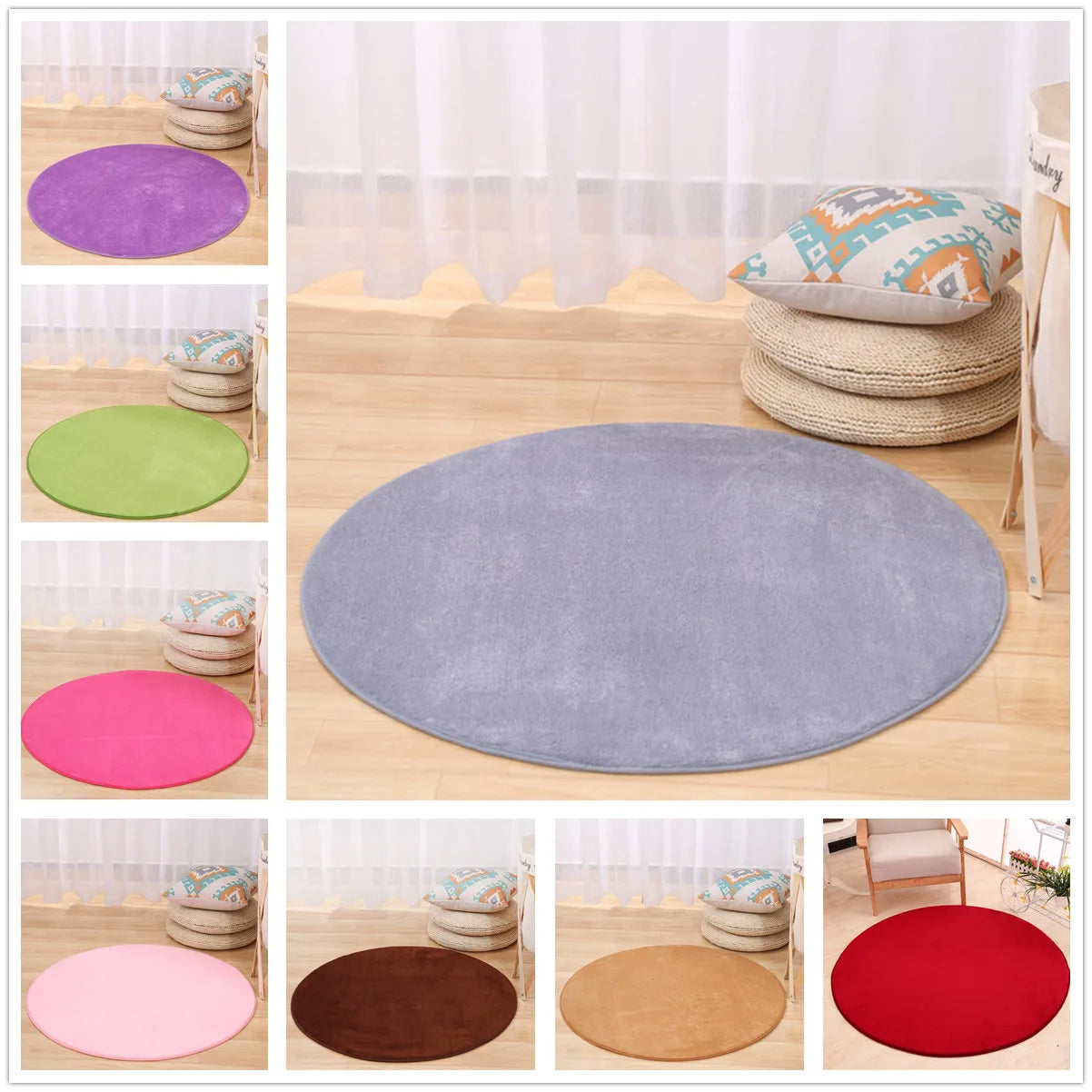 Gray/Coffee/Green Living Room Area Rug Round Carpet Chair Mat Anti-slip Memory Foam Yoga Mat Bedroom Rug Kids Play Mat Doormat