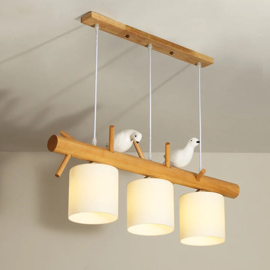 Decorative Nordic Pendant Lights Glass Hanging Lamp Dining Kids Room Restaurant Creative Animal Birds Pendant Lamp Wood Lighting