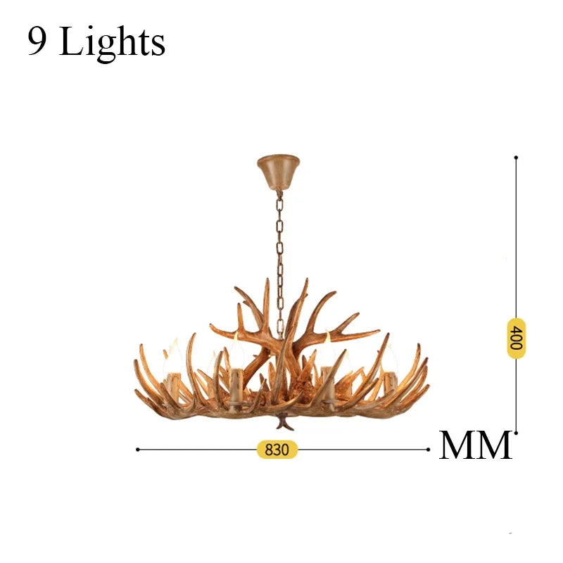 Modern Home Decor LED Chandeliers Horn Deer Resin Antler Decoration Restaurant Ceiling Lamp Indoor Home Art Rustic Decor Lustre