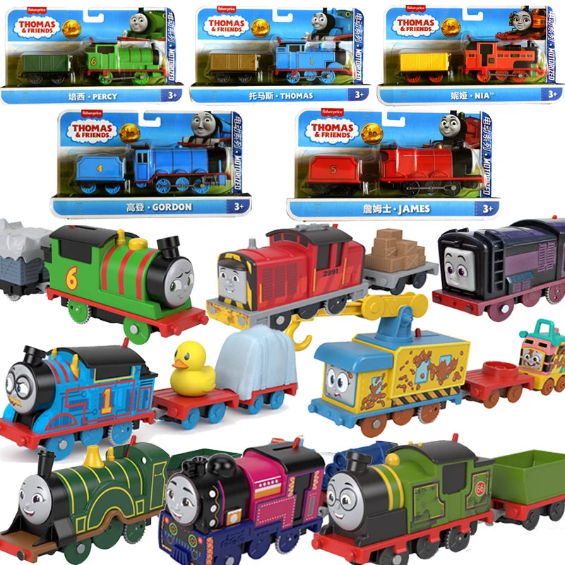 Original Thomas & Friends 80th Anniversary Trians Electric Motorized Engine Nia Percy James Hiro Ashima Toys for Boy Crane Model