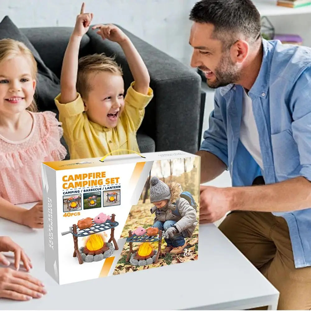 Kids Pretend Camping Set Mini Food Campfire Toy BBQ Grill Set Children Indoor Outdoor Toys Birthday Party Favors Christmas Gifts