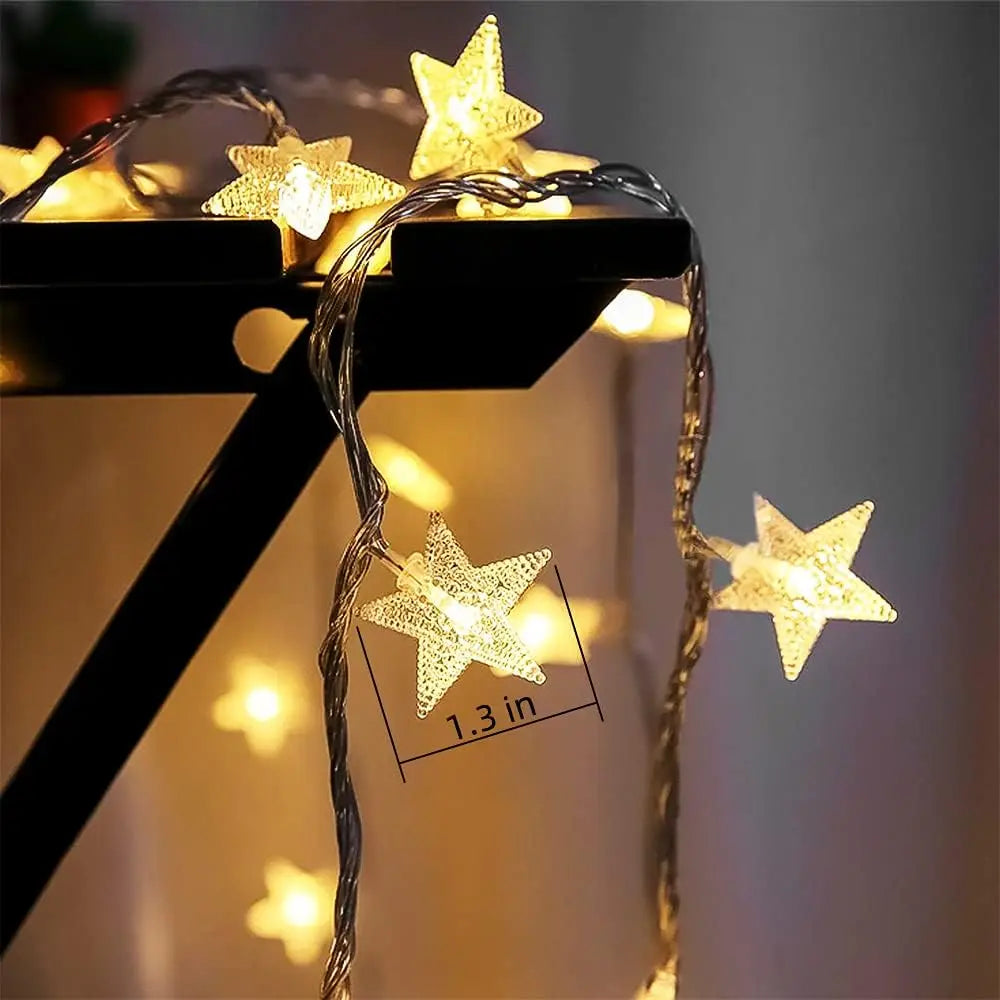 3m/6m LED Star String Lights Christmas Garland Battery Powered Wedding Party Curtain String Fairy Lamps For Home