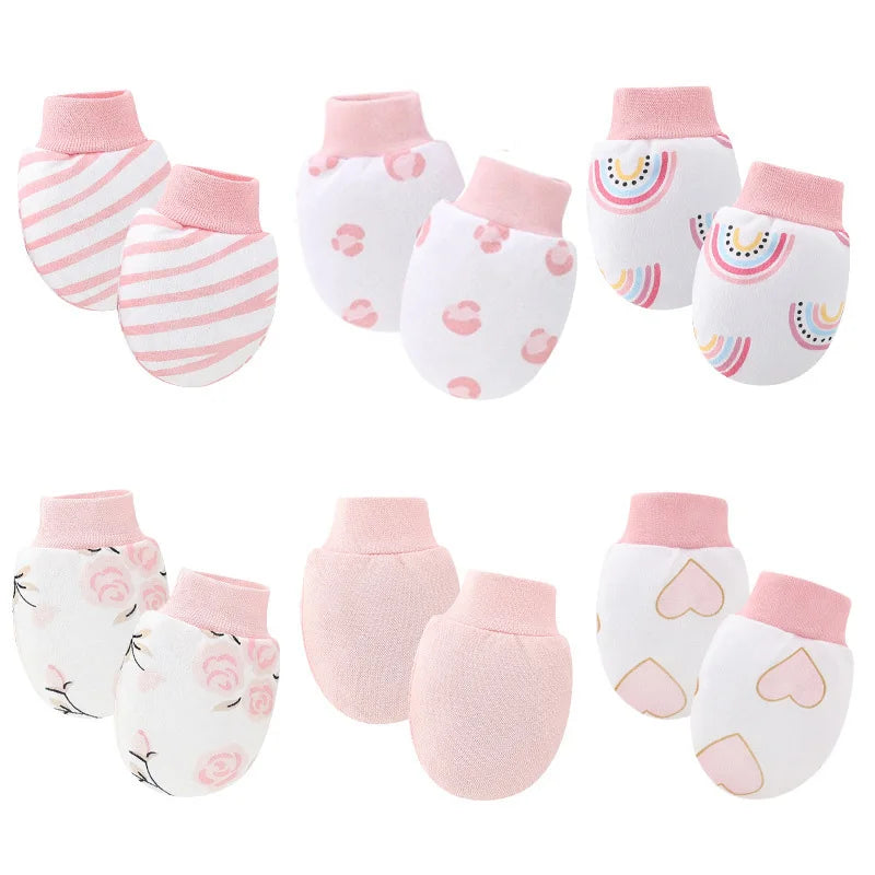 6Pairs/lot Newborn Gloves Soft Cotton Anti-Scratch Gloves Protection Face Baby Boy Mittens Cartoon Printed Girls Infant Supplies