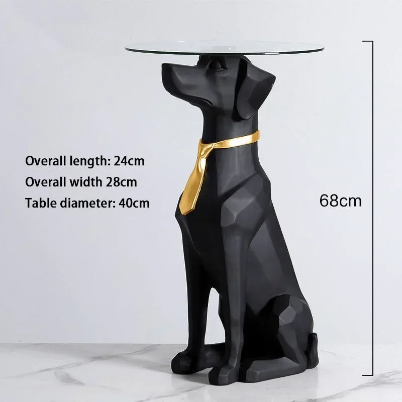 Resin Large Dog Moulding Living Room Ornament Sofa Side Balcony Creative Luxury Aesthetic Figurines with Tray Home Decoration