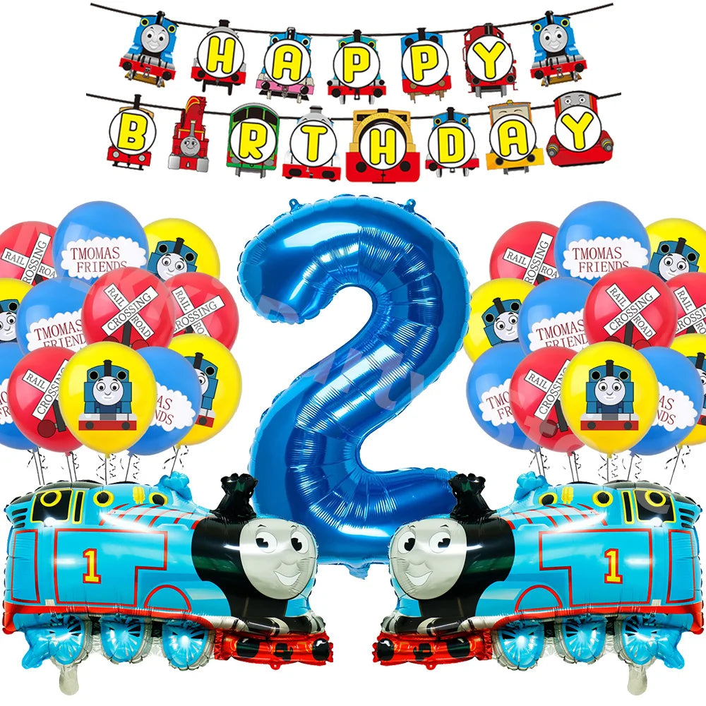 Thomas and Friends Party Decorations the Train Balloons Disposable Tableware Tablecloth Cups Banner Baby Shower Supplies Toy