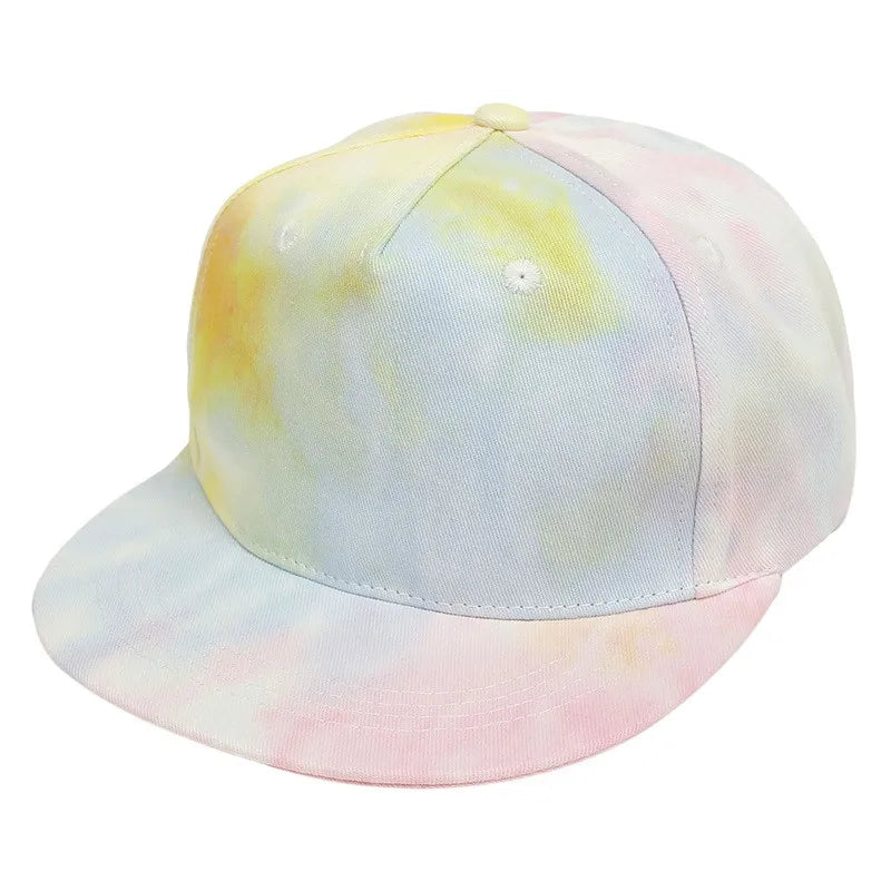 1-5years Children Hip-Hop Hats Kids Solid Color Tie-Dye Baseball Caps For Toddler Boys And Girls Outdoor Flat Brim Trend Hats