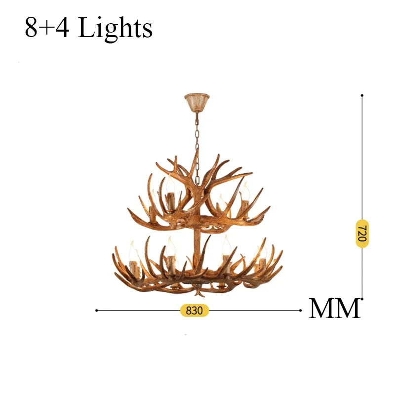 Modern Home Decor LED Chandeliers Horn Deer Resin Antler Decoration Restaurant Ceiling Lamp Indoor Home Art Rustic Decor Lustre