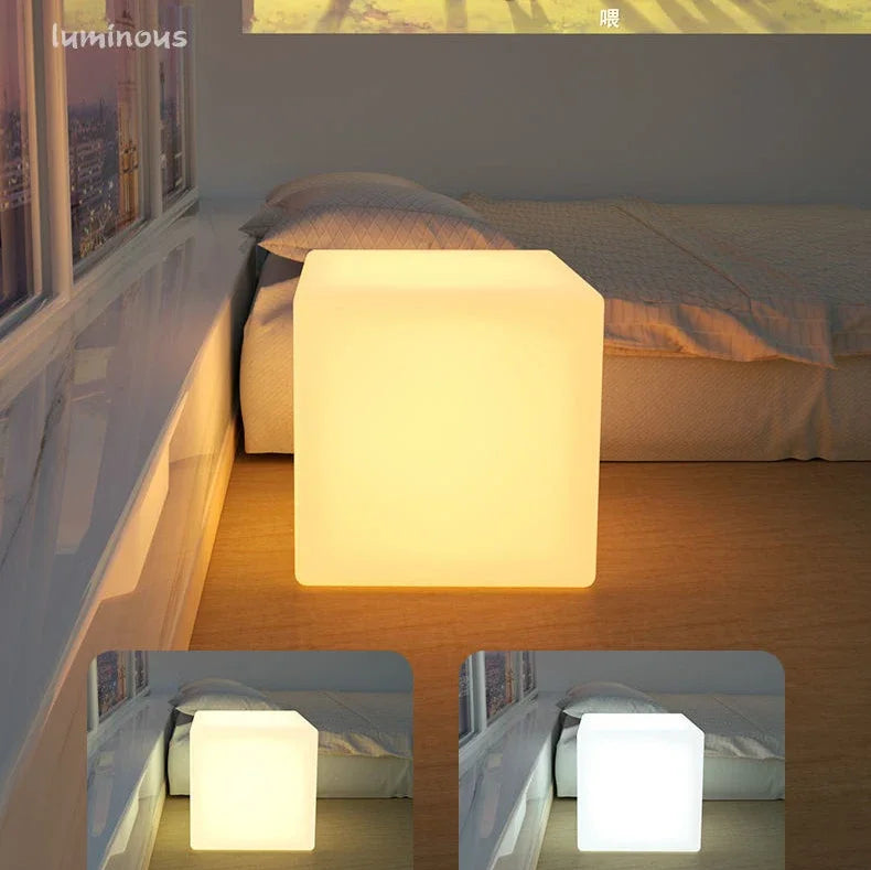 Bedside Glow Cabinet White Cube Floor Lamp 3D Decorative Sofa Coffee Table Bedside Lamp Luxury Decorative Night Lights