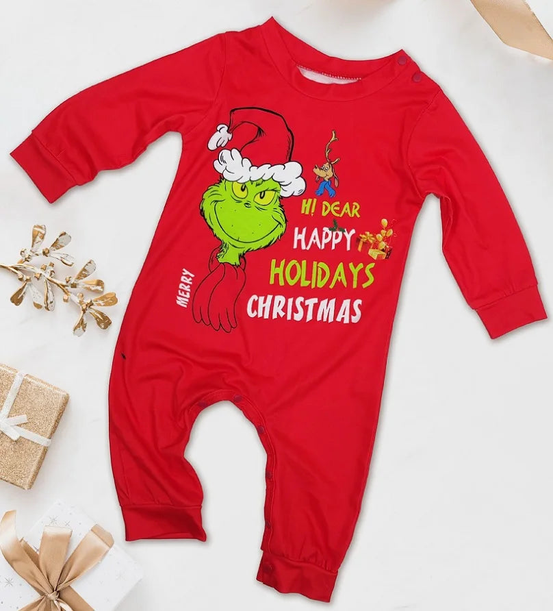 2024 Christmas Matching Family Pajamas Xmas The GRC Cartoon Print Pjs Adult Child Clothing Outfit Set Baby Jumpsuit+Dog Clothes