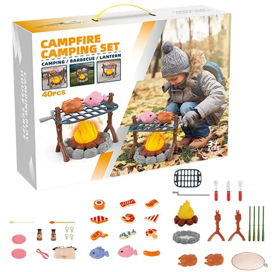 Kids Pretend Camping Set Mini Food Campfire Toy BBQ Grill Set Children Indoor Outdoor Toys Birthday Party Favors Christmas Gifts