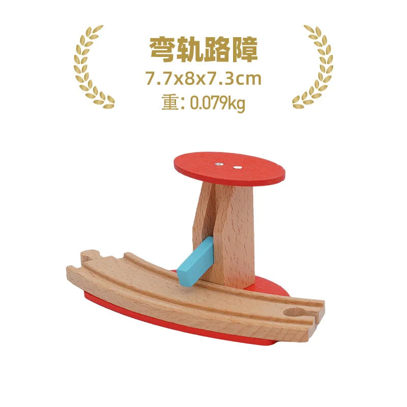 Wooden Train Tracks Railway Toys Set Parking lot apron fire station gas station rotary crane Overpass Model for Kids Toys Gifts