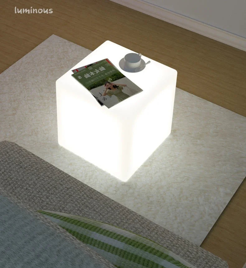 Bedside Glow Cabinet White Cube Floor Lamp 3D Decorative Sofa Coffee Table Bedside Lamp Luxury Decorative Night Lights