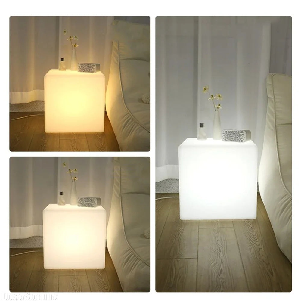 Bedside Glow Cabinet White Cube Floor Lamp 3D Decorative Sofa Coffee Table Bedside Lamp Luxury Decorative Night Lights