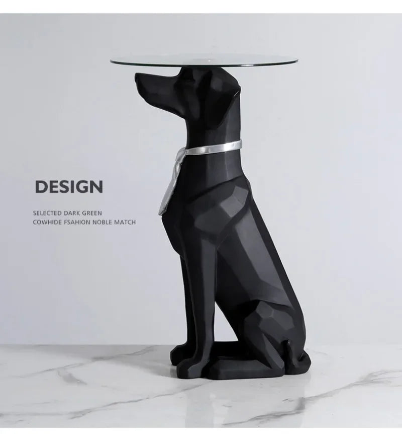 Resin Large Dog Moulding Living Room Ornament Sofa Side Balcony Creative Luxury Aesthetic Figurines with Tray Home Decoration