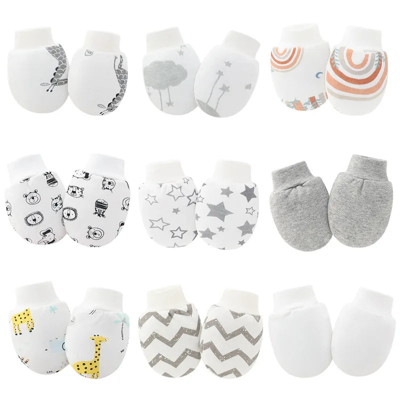 6Pairs/lot Newborn Gloves Soft Cotton Anti-Scratch Gloves Protection Face Baby Boy Mittens Cartoon Printed Girls Infant Supplies