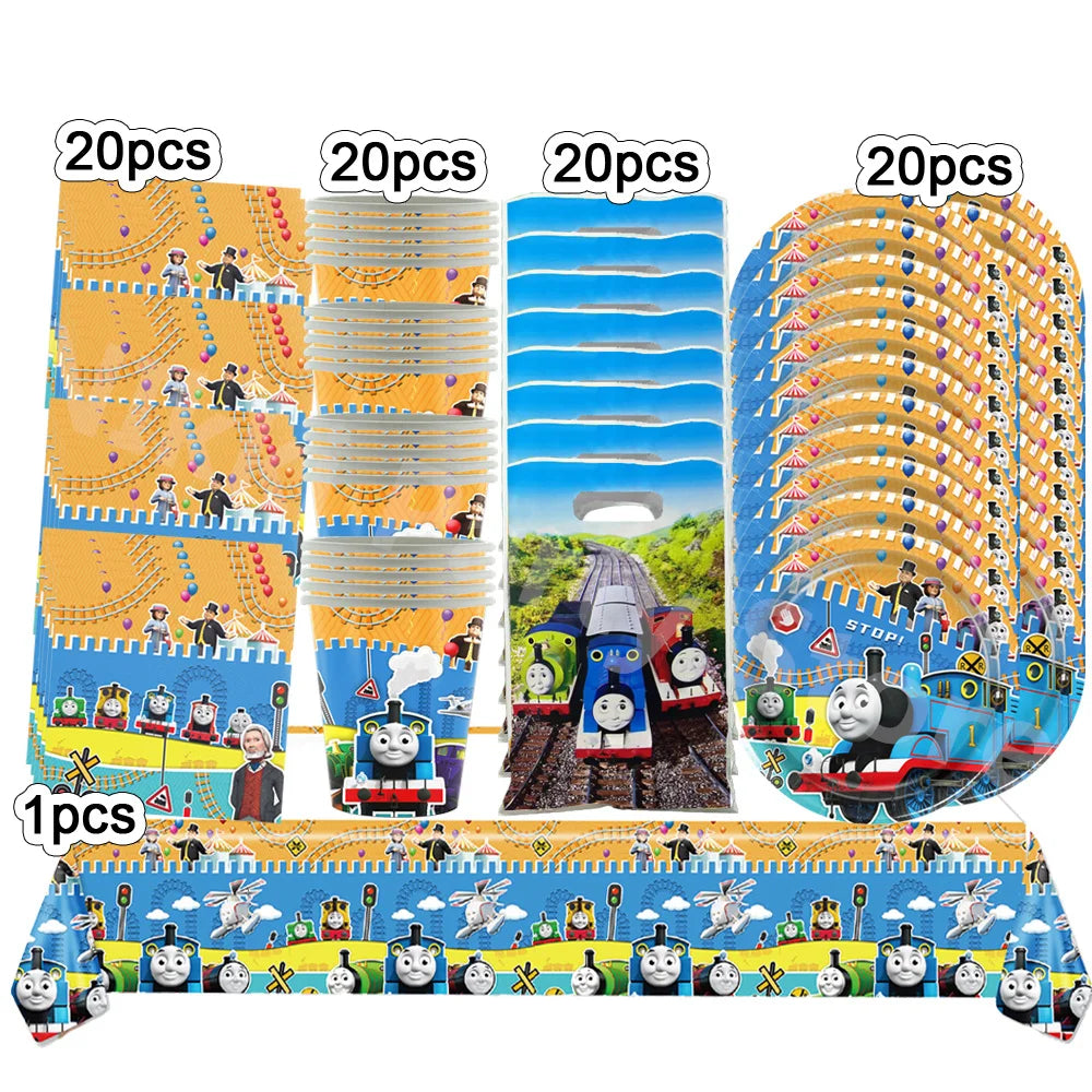 Thomas and Friends Party Decorations the Train Balloons Disposable Tableware Tablecloth Cups Banner Baby Shower Supplies Toy