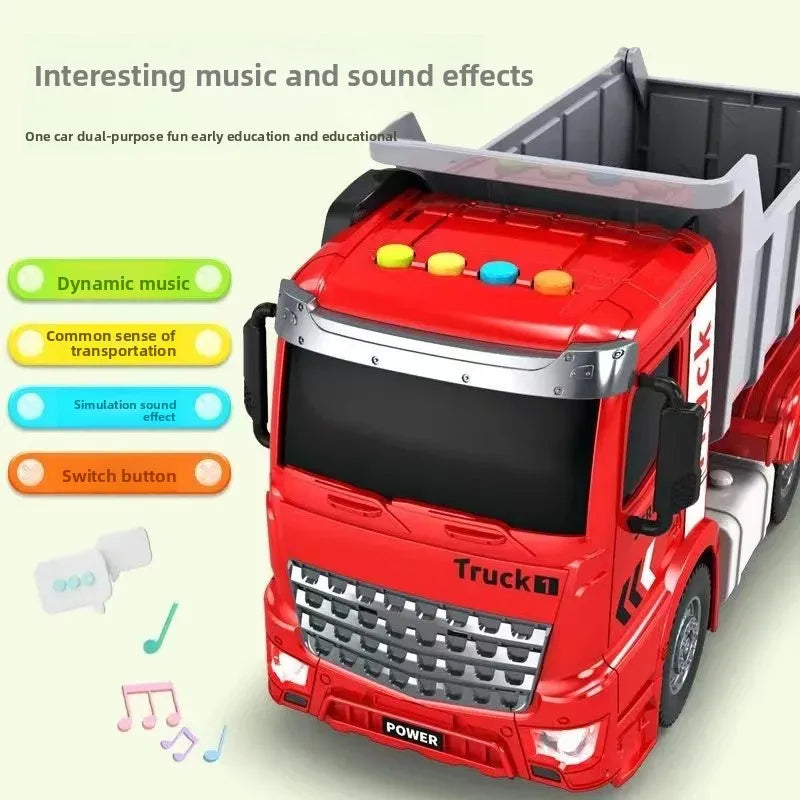 Haitai Large Engineering Toy Truck Boys Dump Truck Inertia Truck 3-6 Years Old Children Play Vehicles Spring Winding Cars