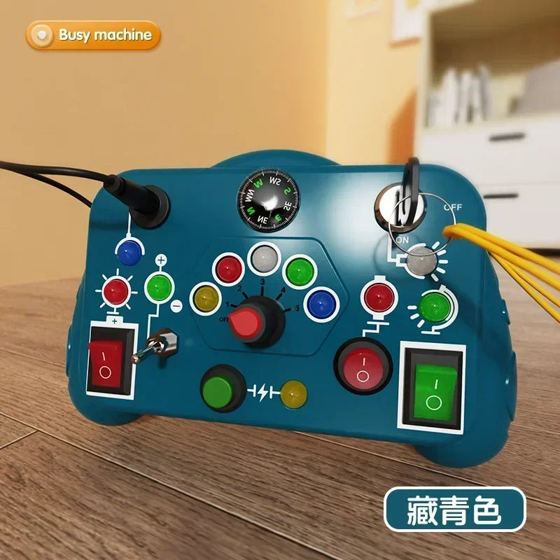 Montessori Busy Board Sensory Toys Cartoon with LED Light Switch Control Board Travel Activities Children Game for 2-4 Years Old