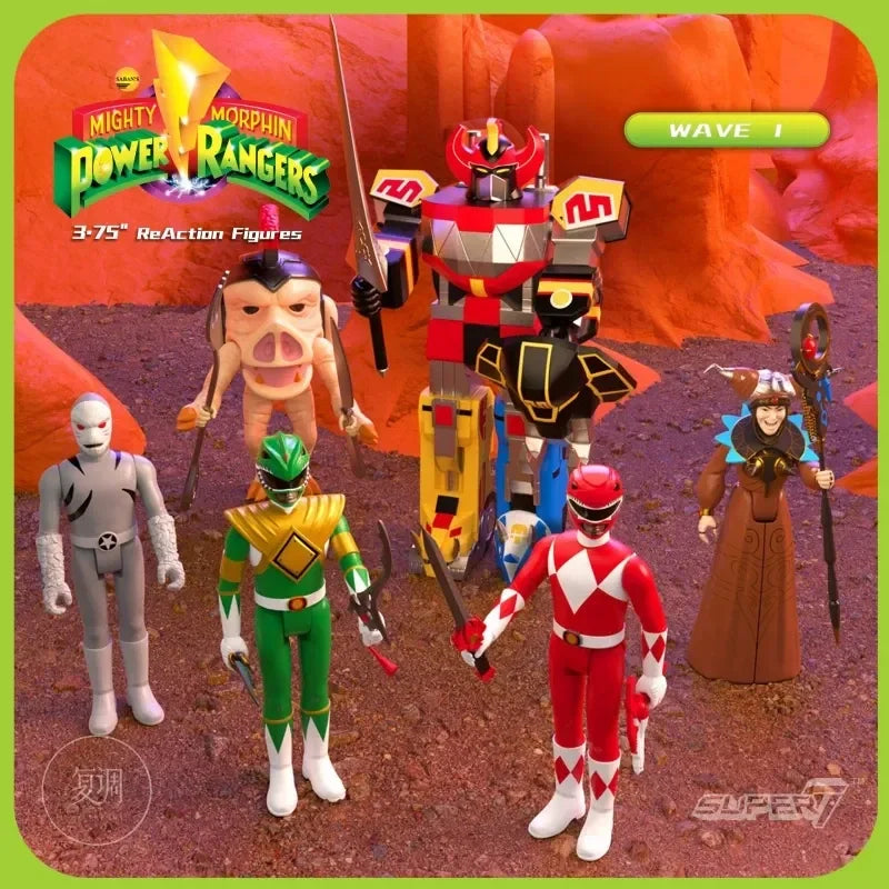 Super7 Power Rangers Red Ranger Green Ranger Putty Patroller Pudgy Pig Rita Repulsa Mega Action Figure Toy Model Gift Collection