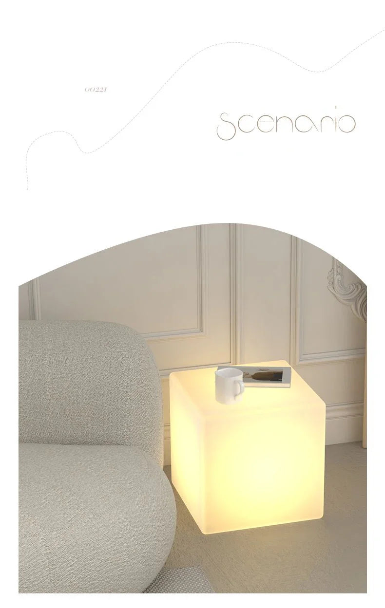 Bedside Glow Cabinet White Cube Floor Lamp 3D Decorative Sofa Coffee Table Bedside Lamp Luxury Decorative Night Lights