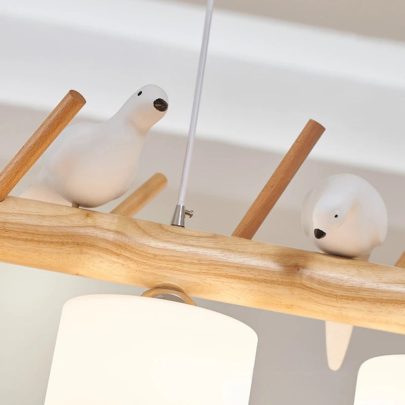Decorative Nordic Pendant Lights Glass Hanging Lamp Dining Kids Room Restaurant Creative Animal Birds Pendant Lamp Wood Lighting