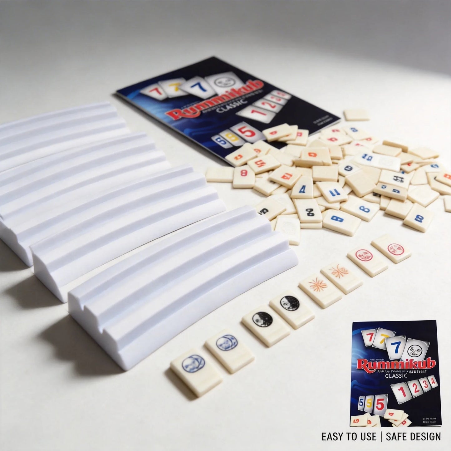 Rummikub Classic Number Strategy Game - Complete Set with 4 Tile Racks - Family Board Game for Adults & Kids