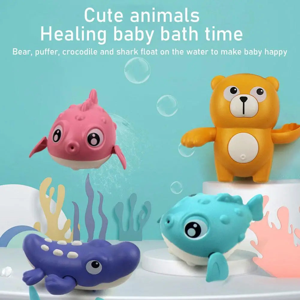 Baby Bath Toy Animal Cute Cartoon Shark Crocodile Classic Baby Water Toy Infant Swim Chain Clockwork Kids Beach Bath Toys Single