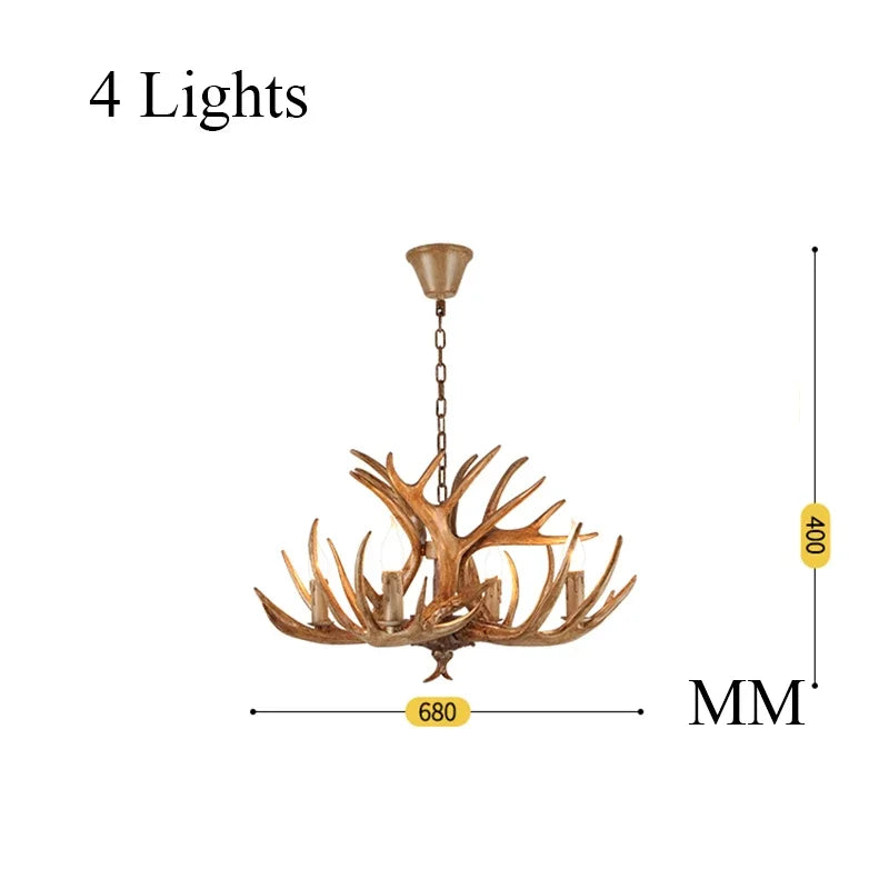 Modern Home Decor LED Chandeliers Horn Deer Resin Antler Decoration Restaurant Ceiling Lamp Indoor Home Art Rustic Decor Lustre