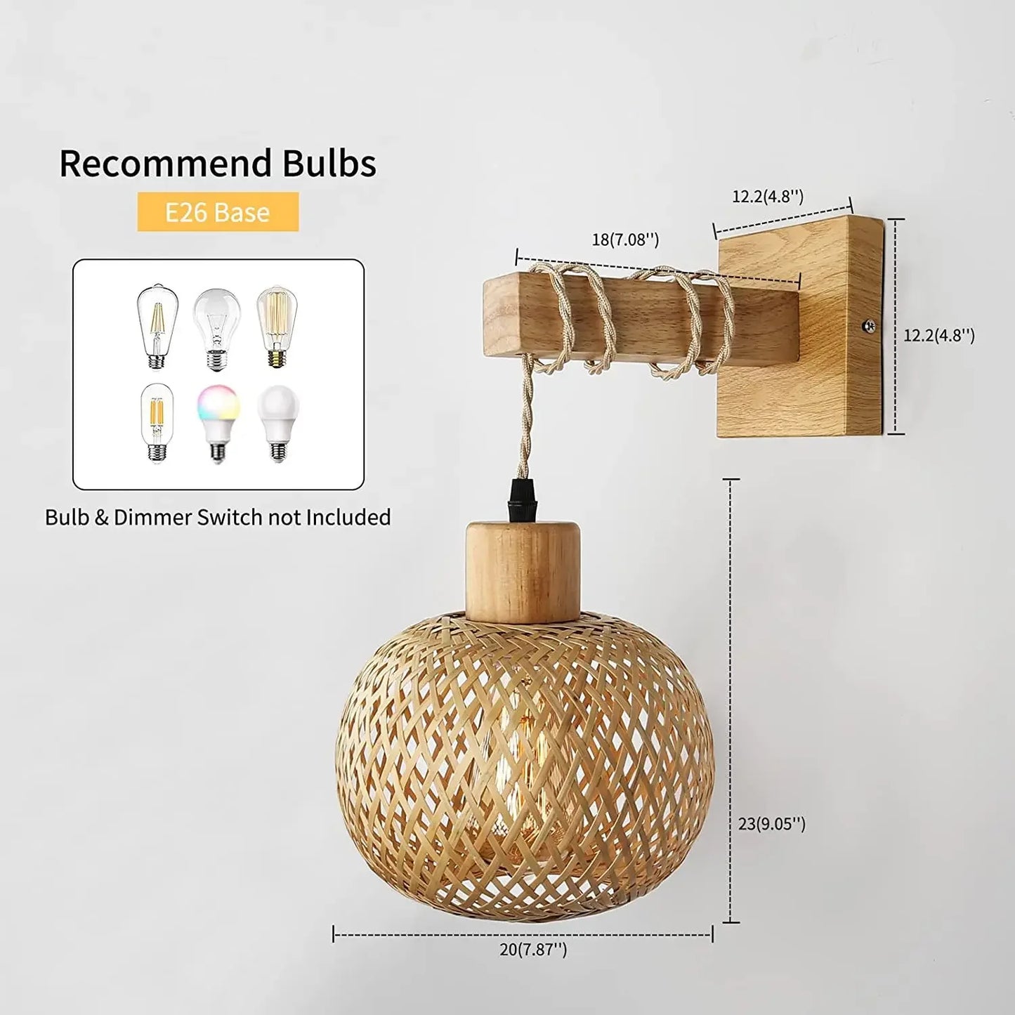 Retro Japanese Style Bamboo Wall Lamp Restaurant Rattan Lighting Bedside Bedroom Farmhouse Country Interior Background Wall Lamp