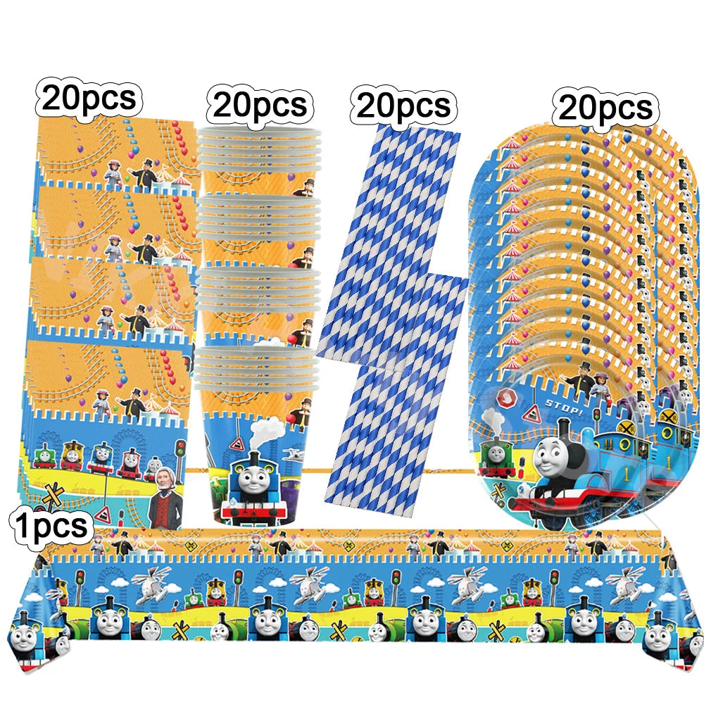 Thomas and Friends Party Decorations the Train Balloons Disposable Tableware Tablecloth Cups Banner Baby Shower Supplies Toy