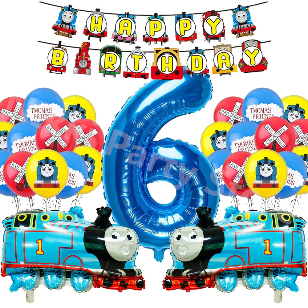 Thomas and Friends Party Decorations the Train Balloons Disposable Tableware Tablecloth Cups Banner Baby Shower Supplies Toy