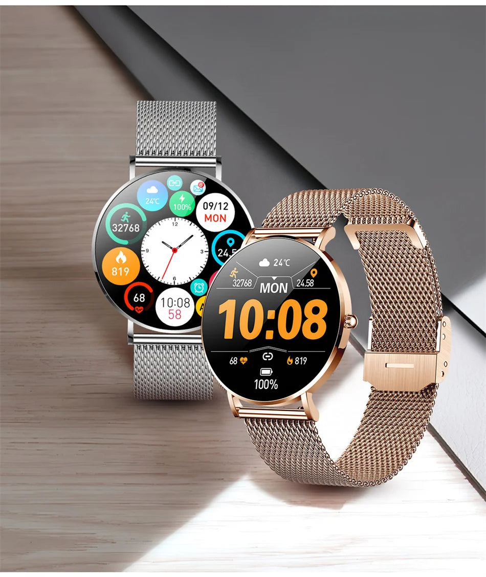 2022 New Ultra Thin Smart Watch Women 1.36&quot; AMOLED 360*360 HD Pixel Display Always Show Time Call Reminder Smartwatch Ladies+Box