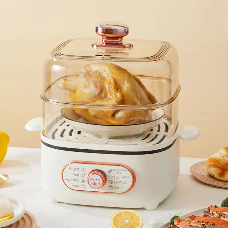 Steamer Electric Steam Pot Cooking Steaming Home 2-layer Transparent Food Dumplings Household Pan Warmer Multicooker 110V/220V