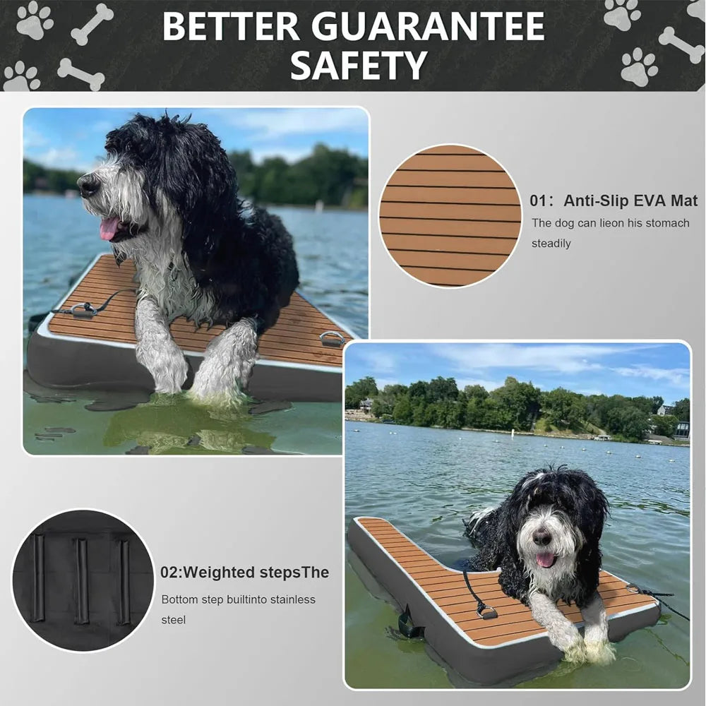 Wooden Dog Swim Pools Float Inflatable Pool Dog Floating Ramp Dog Boat Water Ramp