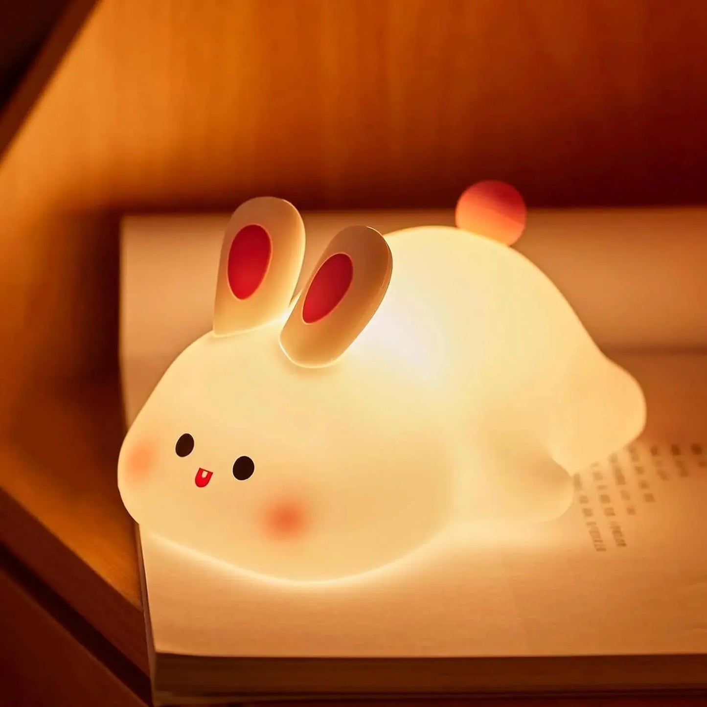 Piggy Bunny Night Light Led Table Lamp for Baby Nursery Room Decor Bedroom Bedside Rechargeable Dimmable Silicone Nightlight