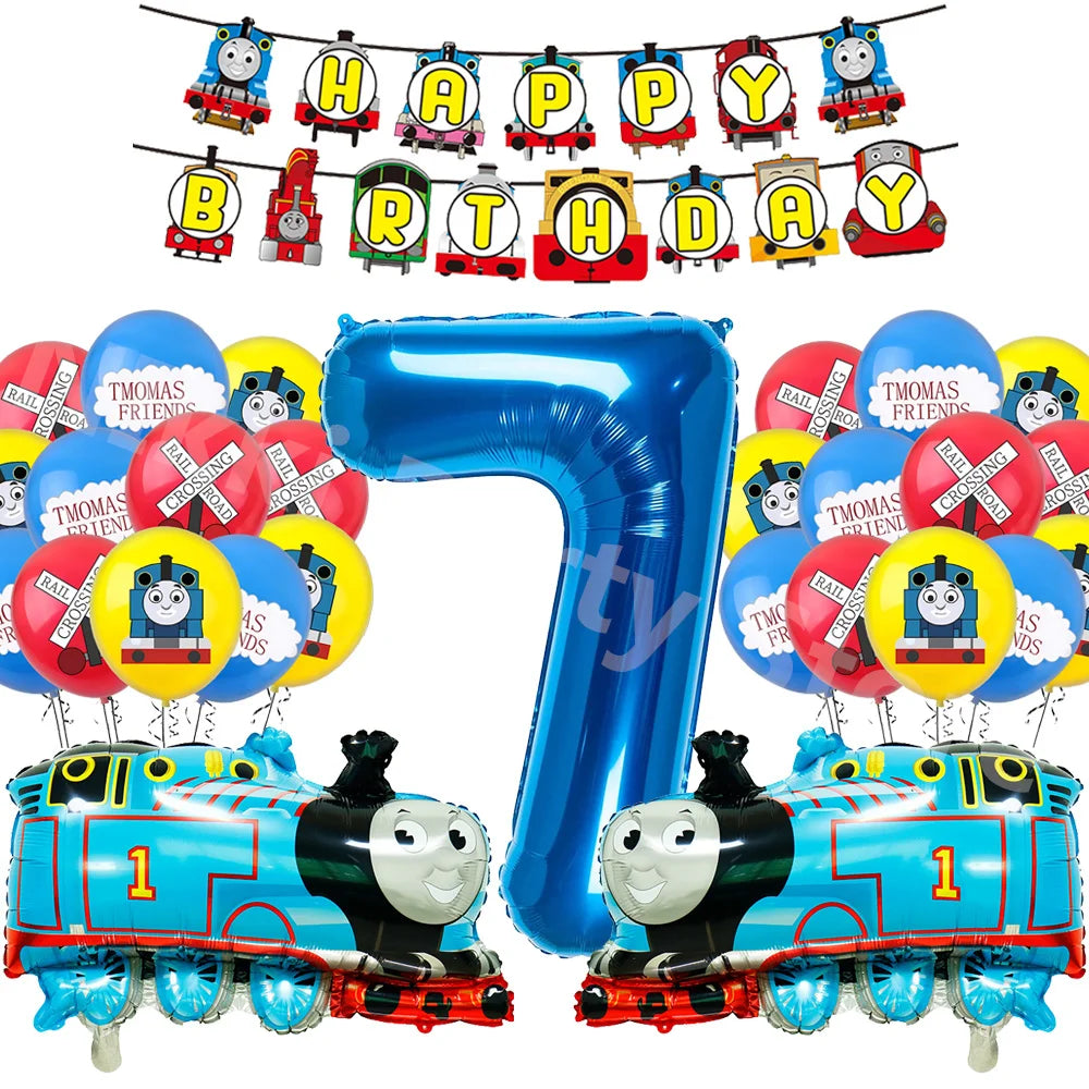 Thomas and Friends Party Decorations the Train Balloons Disposable Tableware Tablecloth Cups Banner Baby Shower Supplies Toy