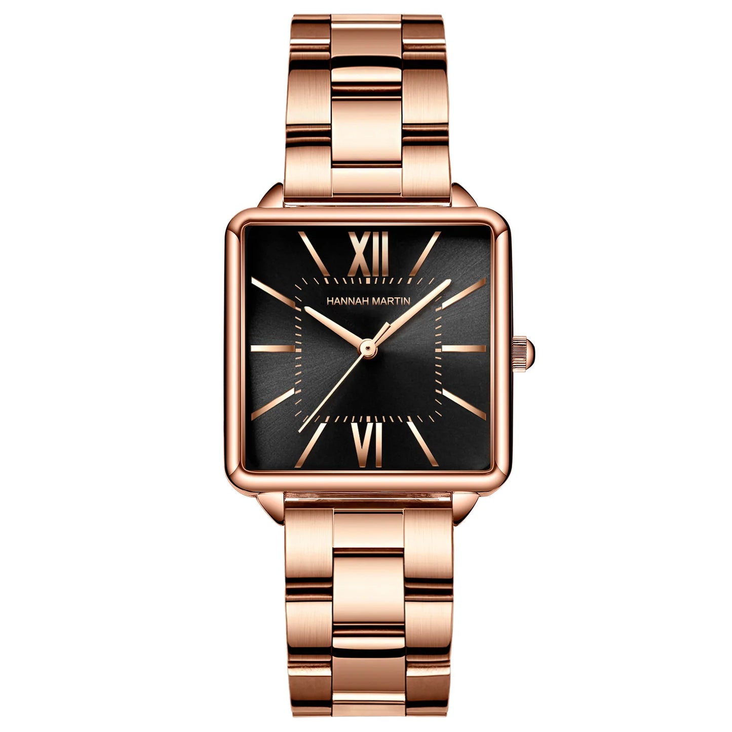 Japan Quartz Movement Green Dial Roman Square Watches Case Stanless Steel Fashion Wristwatch Ladies Rose Gold Watches For Women