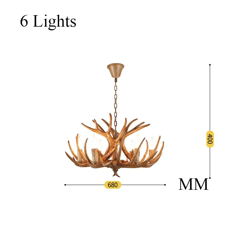 Modern Home Decor LED Chandeliers Horn Deer Resin Antler Decoration Restaurant Ceiling Lamp Indoor Home Art Rustic Decor Lustre