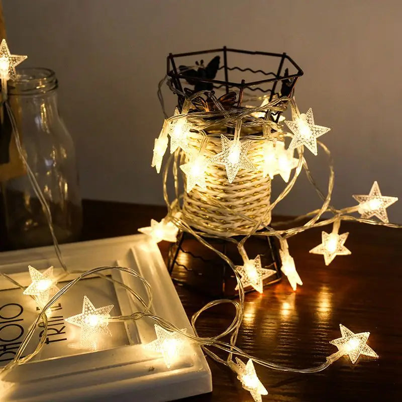 3m/6m LED Star String Lights Christmas Garland Battery Powered Wedding Party Curtain String Fairy Lamps For Home