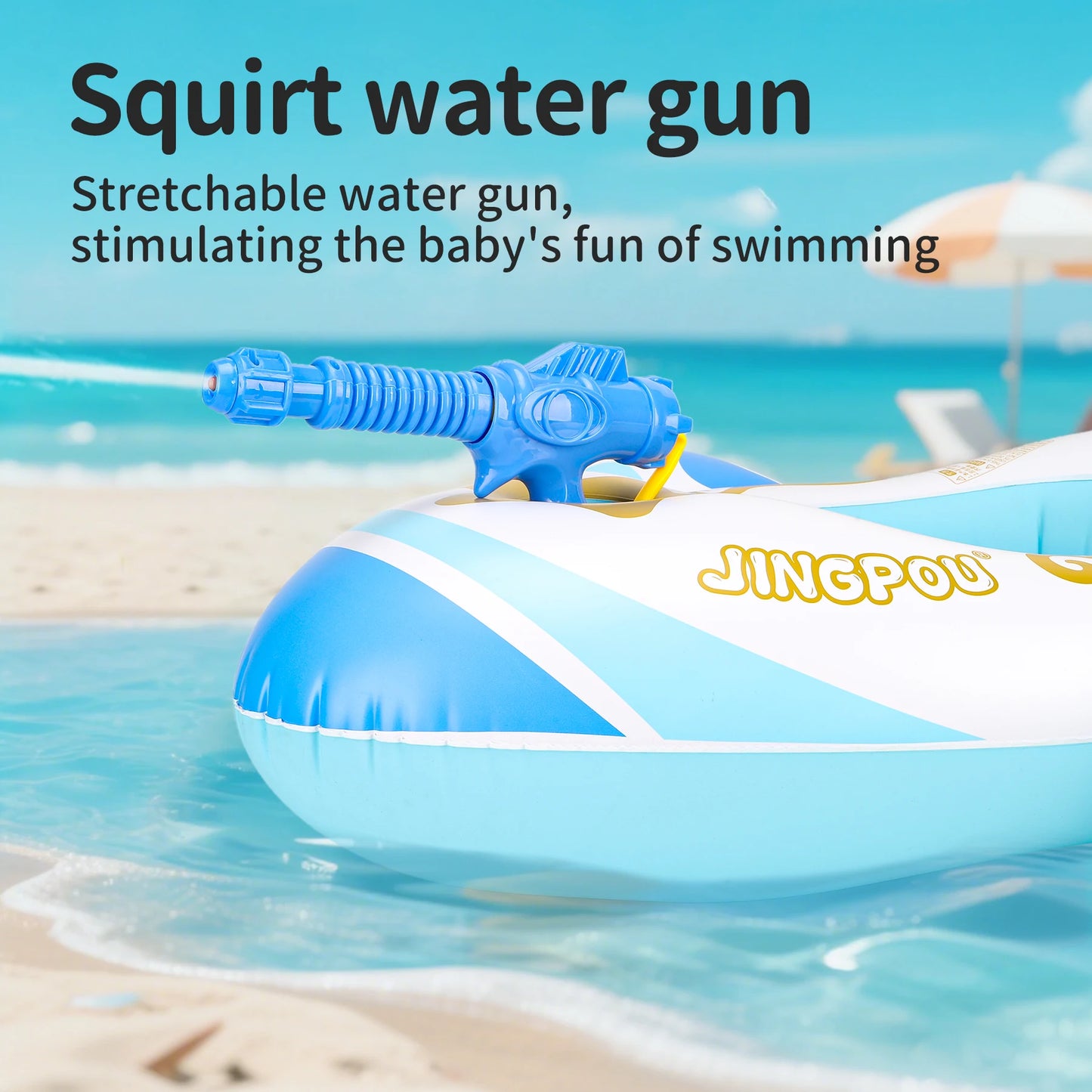 Swimbobo Blue Kids Plane Swimming Seat Float Ring Inflatable Floating For Summer Swim Boat Circle Bathing Water Gun Toy