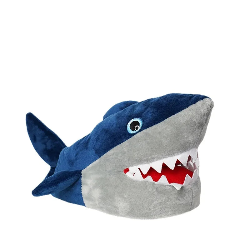 Cute Cartoon Shark Plush Slippers for Men Women, Soft Animal Funny Home Indoor Winter Warm Floor Shoes