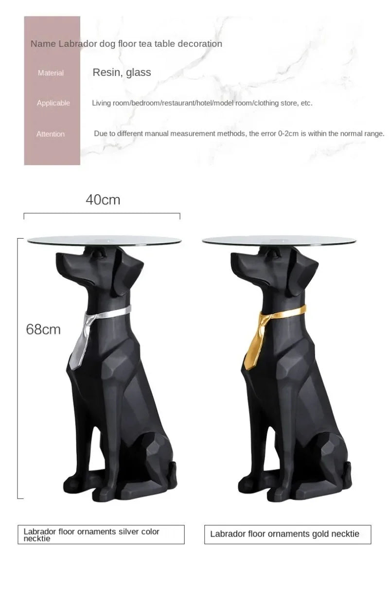 Resin Large Dog Moulding Living Room Ornament Sofa Side Balcony Creative Luxury Aesthetic Figurines with Tray Home Decoration