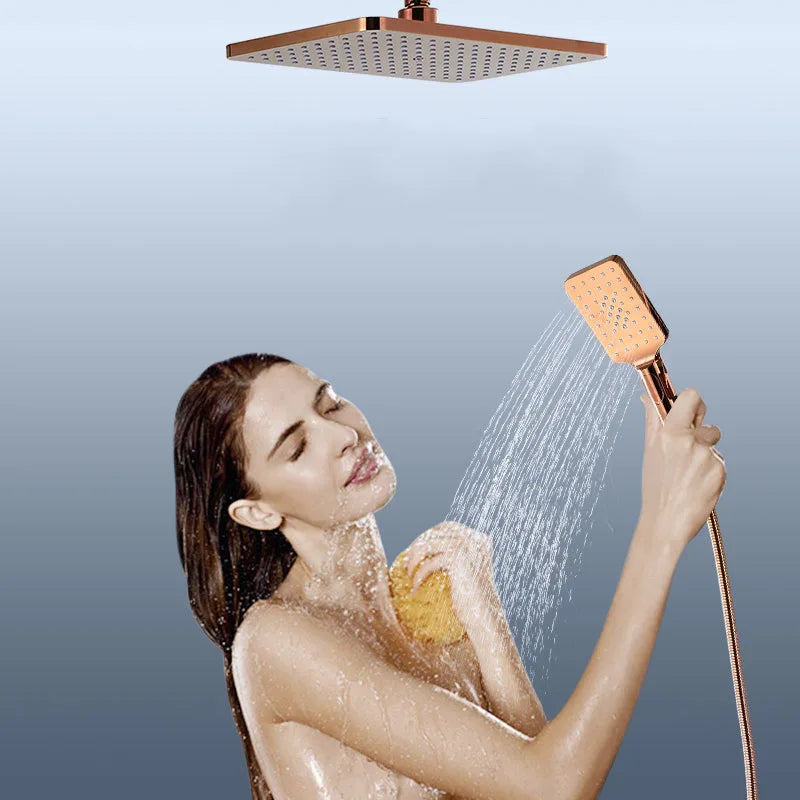 Hot Cold Digital Shower Set Rose Gold Bathroom Faucet 12 Inch Rainfall Shower Head Black Rose Gold Thermostatic Shower System