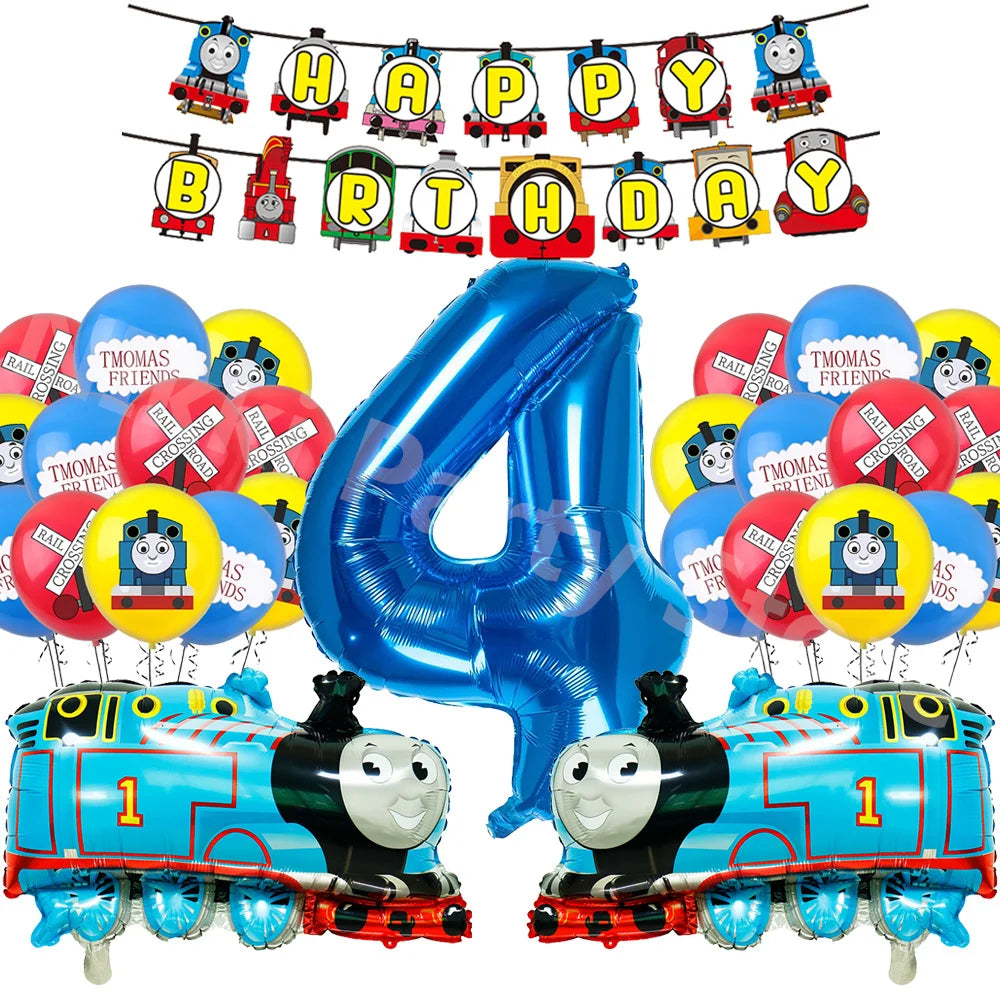 Thomas and Friends Party Decorations the Train Balloons Disposable Tableware Tablecloth Cups Banner Baby Shower Supplies Toy